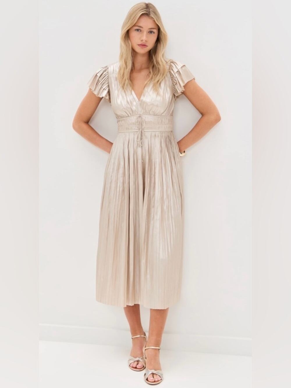 NWT NEW Ulla Johnson Patrice Flutter Sleeve Midi Dress Size 00